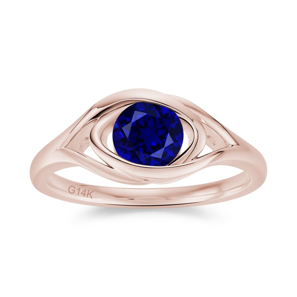 Round Cut Bezel London Blue Topaz Ring - LUO Jewelry #gemstone_Sapphire