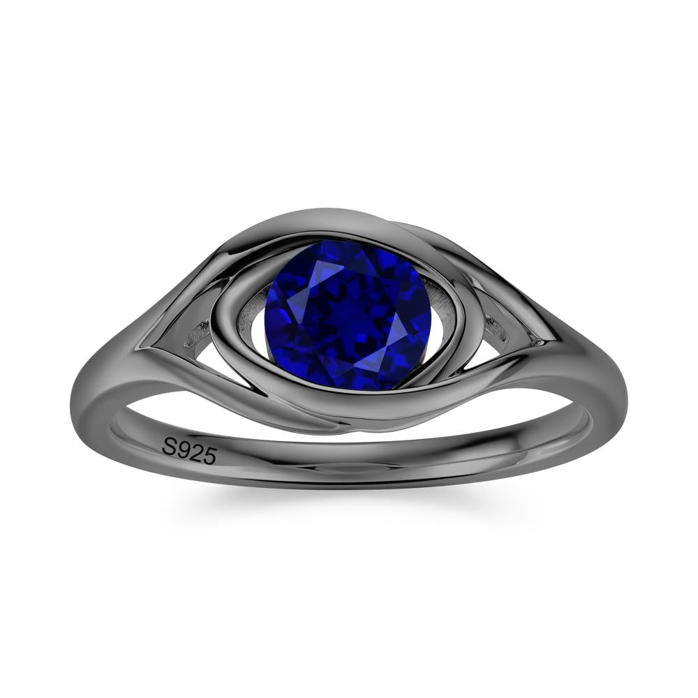 Round Cut Bezel London Blue Topaz Ring - LUO Jewelry #gemstone_Sapphire