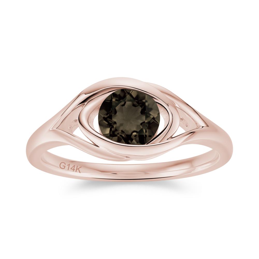 Round Cut Bezel London Blue Topaz Ring - LUO Jewelry #gemstone_Smoky Quartz