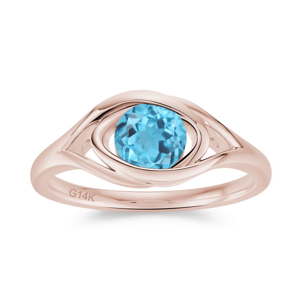 Round Cut Bezel London Blue Topaz Ring - LUO Jewelry #gemstone_Swiss Blue Topaz
