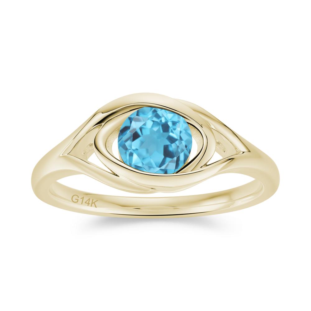 Round Cut Bezel London Blue Topaz Ring - LUO Jewelry #gemstone_Swiss Blue Topaz