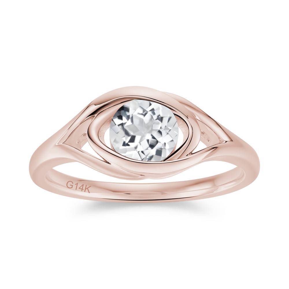Round Cut Bezel London Blue Topaz Ring - LUO Jewelry #gemstone_White Topaz