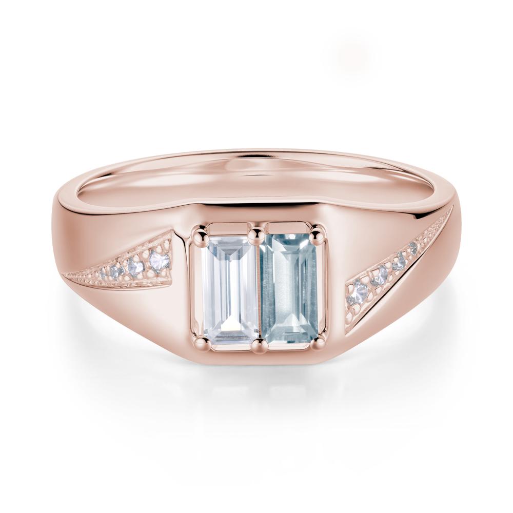 Dual Rectangular Cut Amethyst and Cubic Zirconia Ring for Him - LUO Jewelry #gemstone_Aquamarine and Cubic Zirconia
