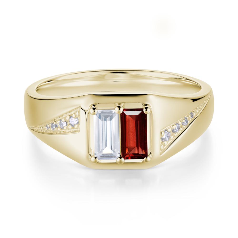 Dual Rectangular Cut Amethyst and Cubic Zirconia Ring for Him - LUO Jewelry #gemstone_Cubic Zirconia and Garnet