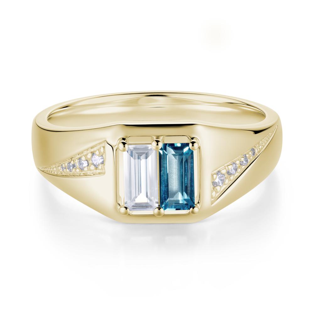 Dual Rectangular Cut Amethyst and Cubic Zirconia Ring for Him - LUO Jewelry #gemstone_Cubic Zirconia and London Blue Topaz