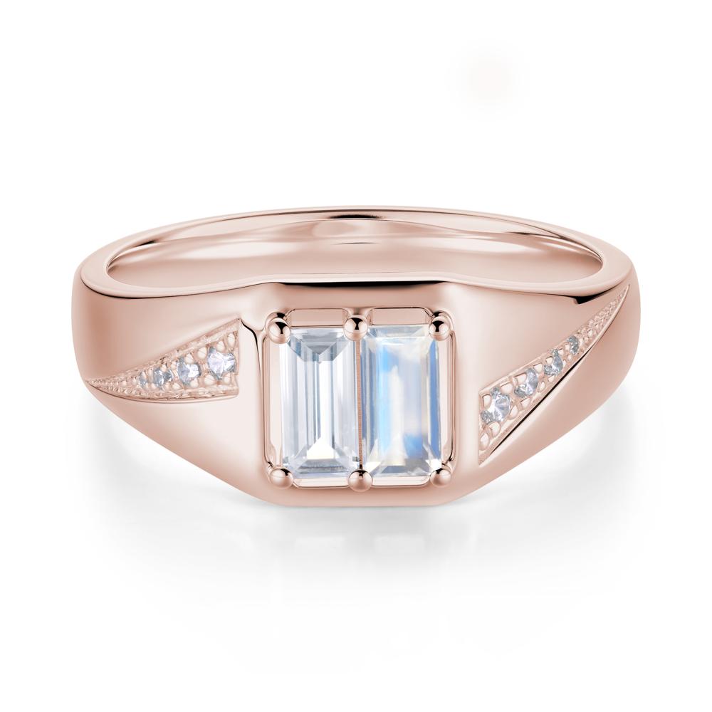 Dual Rectangular Cut Amethyst and Cubic Zirconia Ring for Him - LUO Jewelry #gemstone_Cubic Zirconia and Moonstone