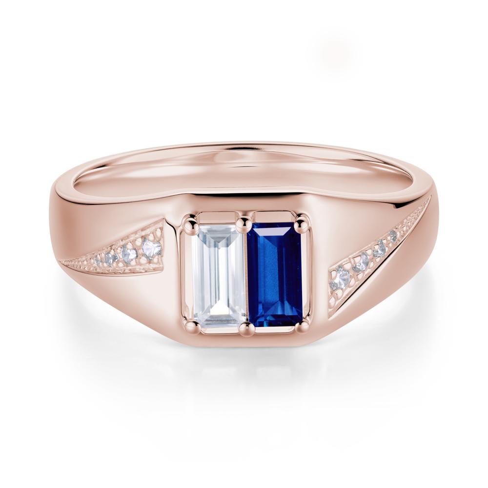 Dual Rectangular Cut Amethyst and Cubic Zirconia Ring for Him - LUO Jewelry #gemstone_Cubic Zirconia and Sapphire