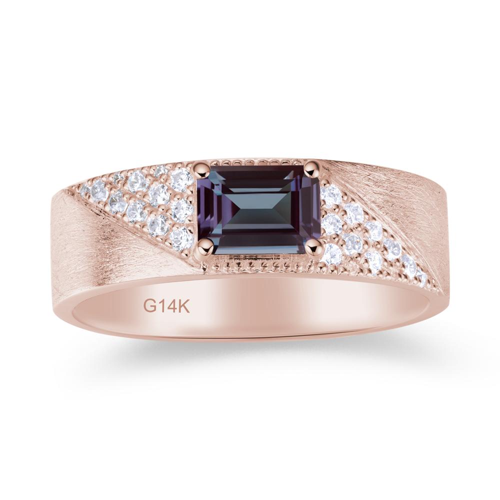 Emerald Cut Garnet Men's Wedding Band Ring - LUO Jewelry #gemstone_Alexandrite