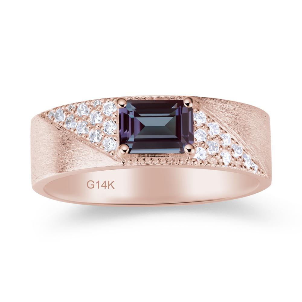 Emerald Cut Alexandrite Men's Wedding Band Ring - LUO Jewelry #gemstone_Alexandrite