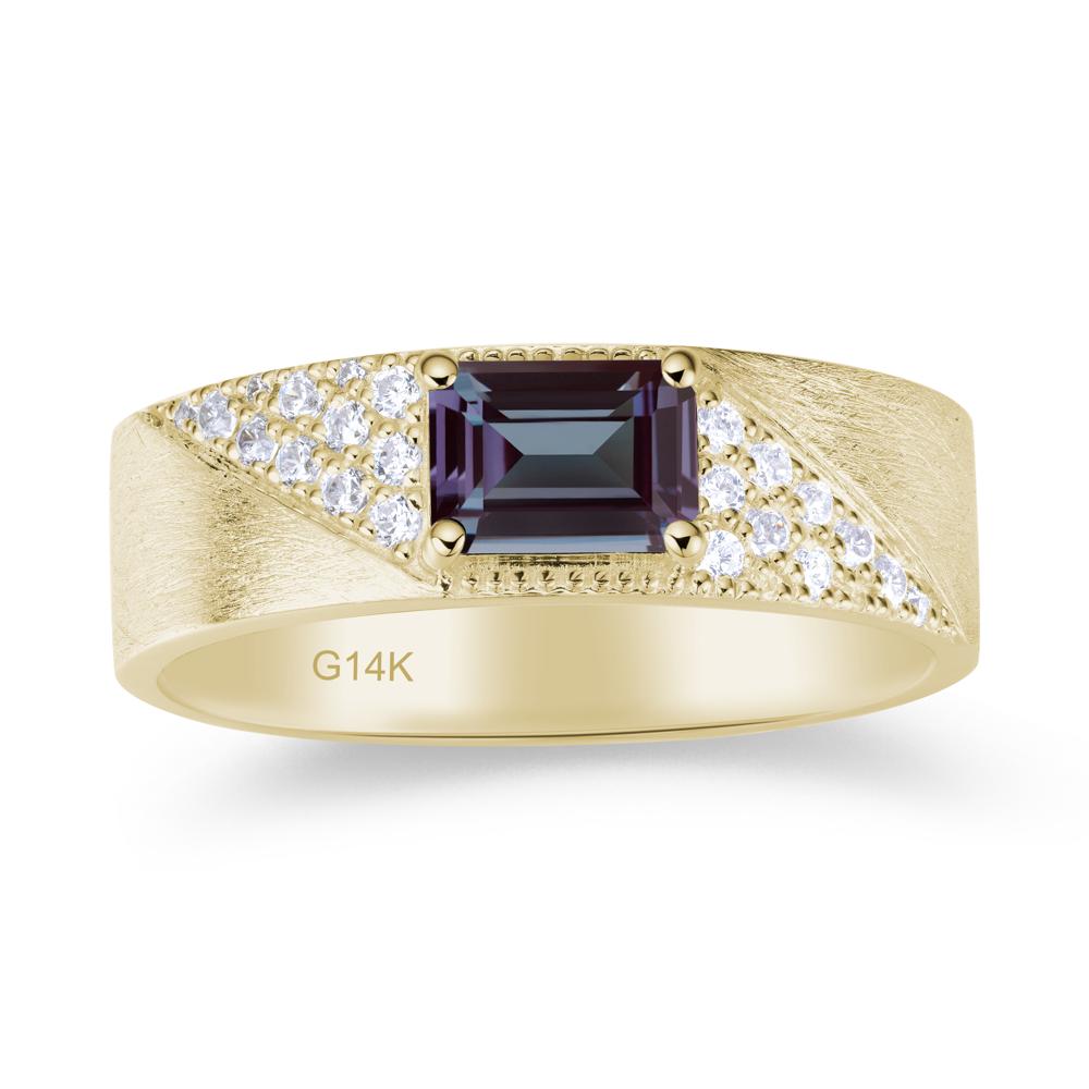 Emerald Cut Alexandrite Men's Wedding Band Ring - LUO Jewelry #gemstone_Alexandrite