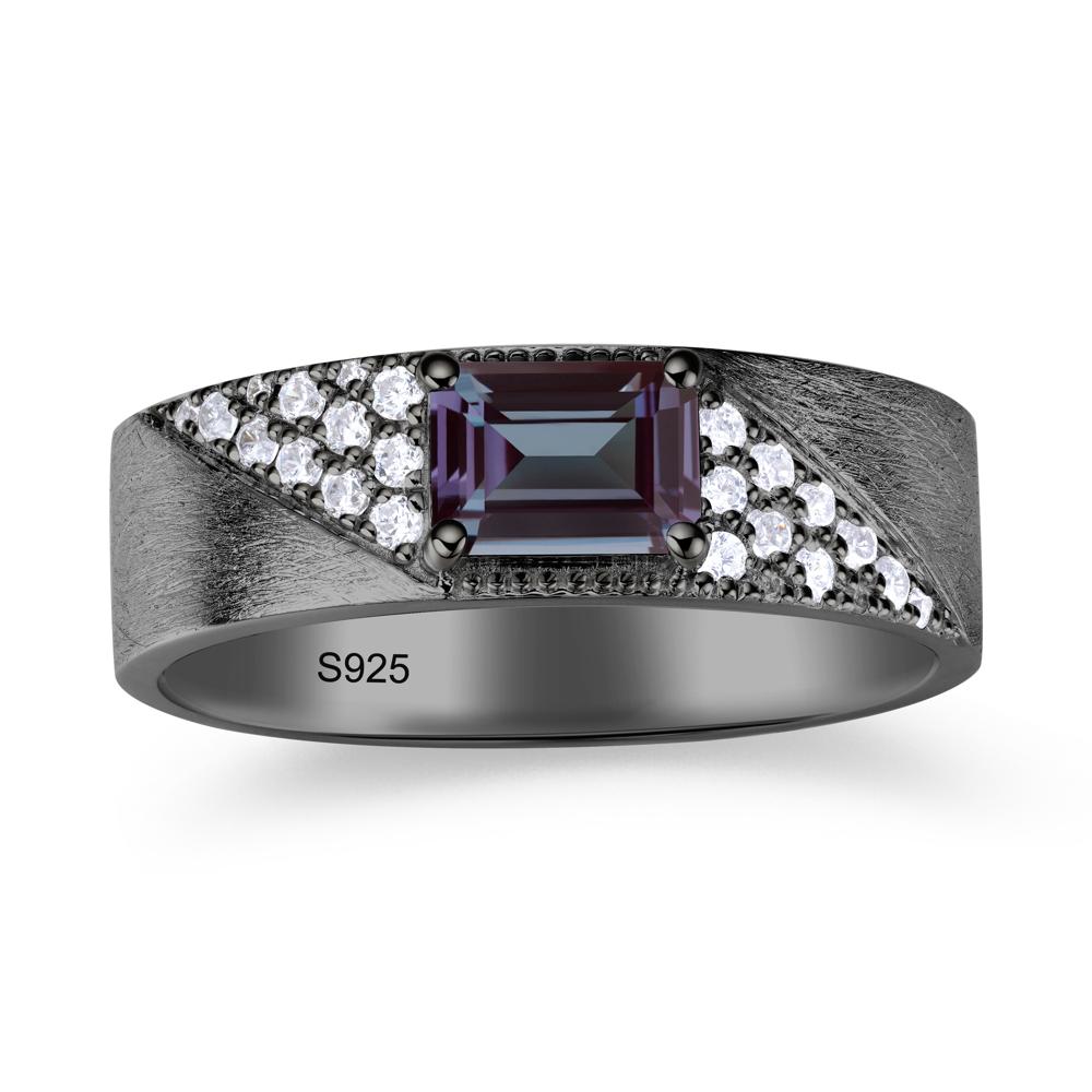 Emerald Cut Alexandrite Men's Wedding Band Ring - LUO Jewelry #gemstone_Alexandrite