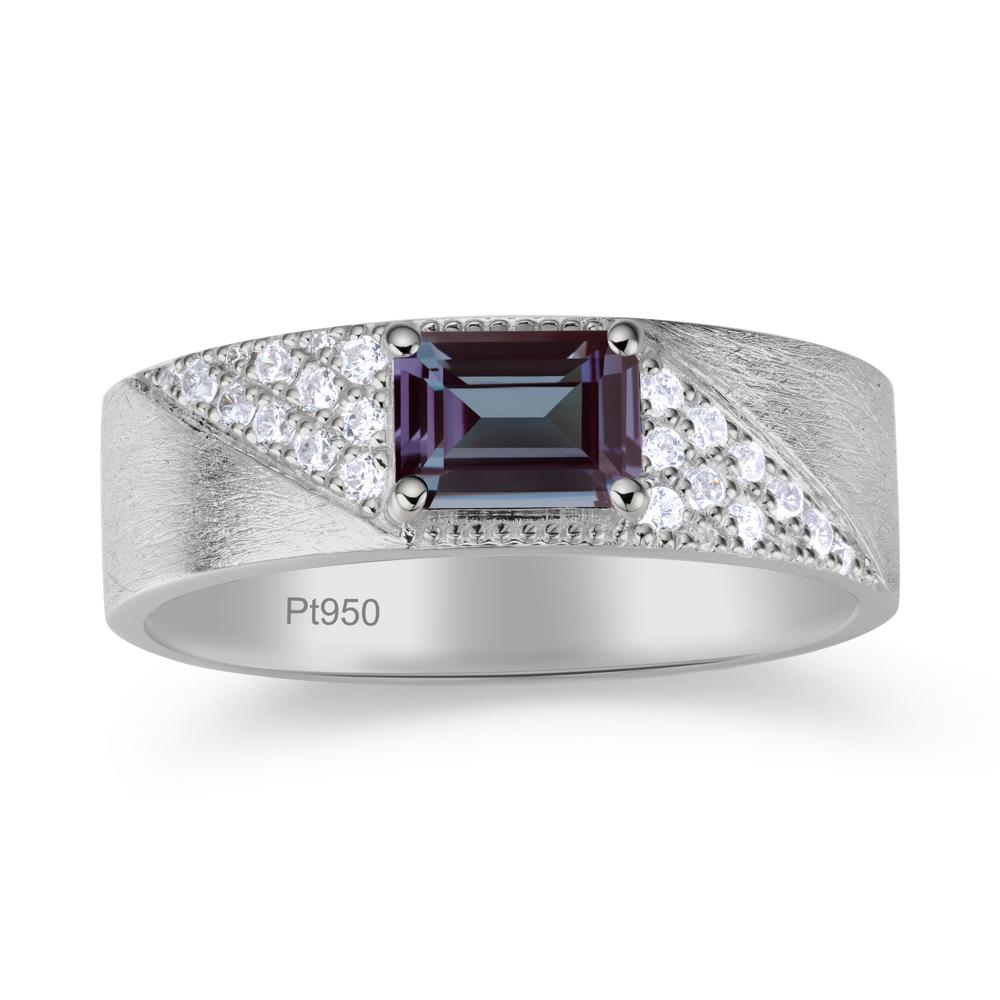 Emerald Cut Garnet Men's Wedding Band Ring - LUO Jewelry #gemstone_Alexandrite