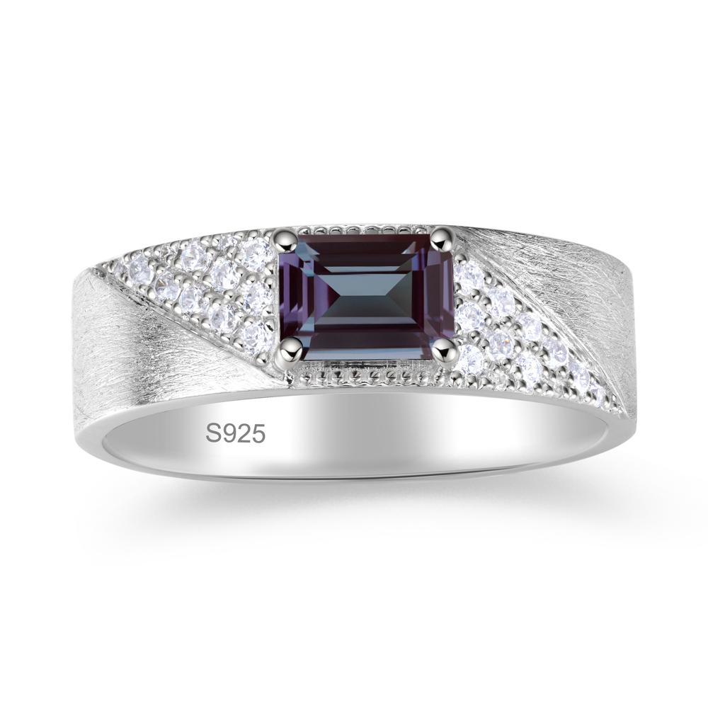 Emerald Cut Alexandrite Men's Wedding Band Ring - LUO Jewelry #gemstone_Alexandrite