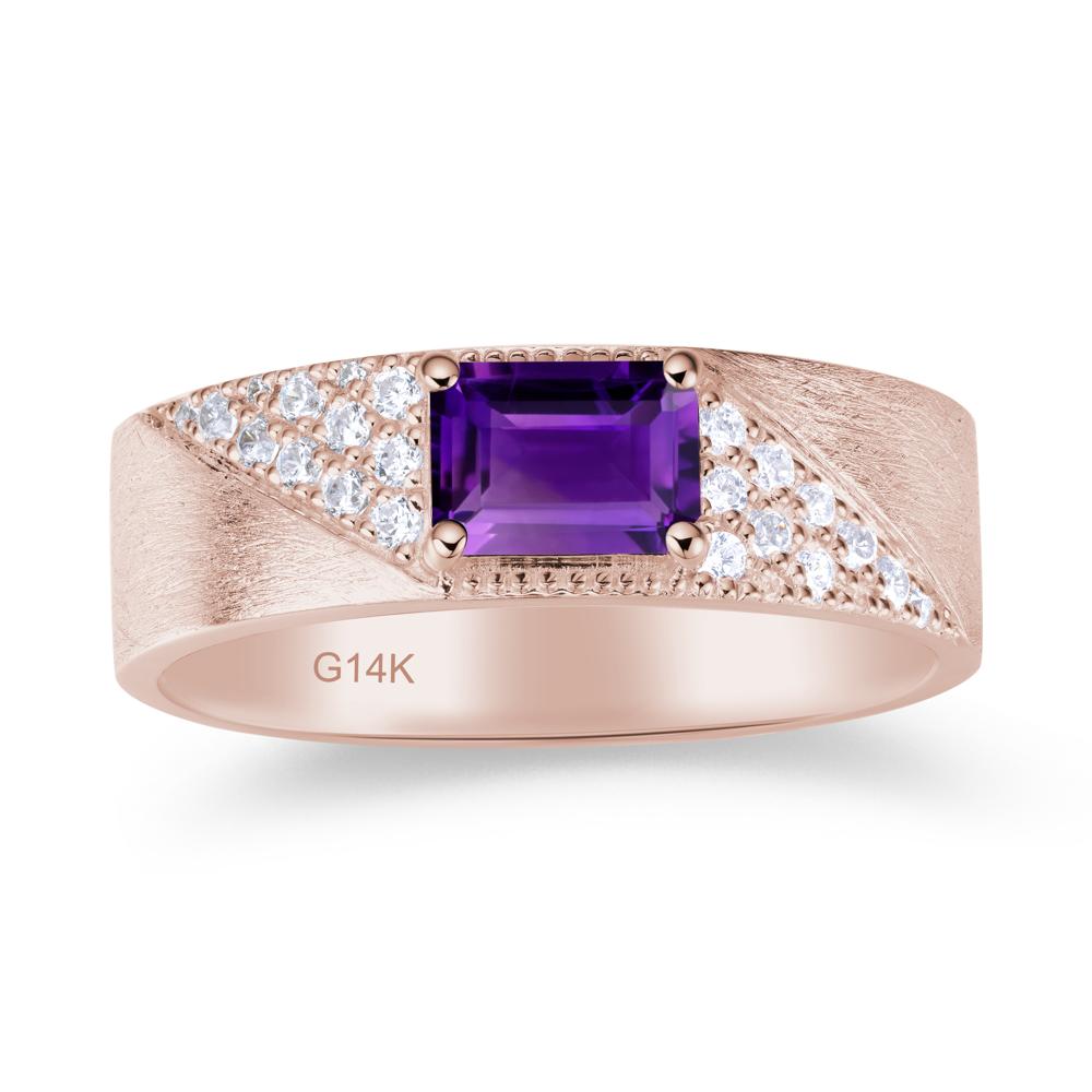 Emerald Cut Alexandrite Men's Wedding Band Ring - LUO Jewelry #gemstone_Amethyst