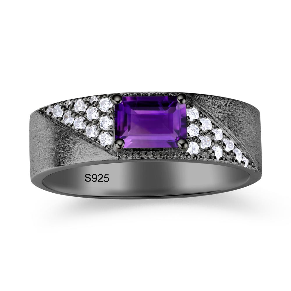 Emerald Cut Garnet Men's Wedding Band Ring - LUO Jewelry #gemstone_Amethyst