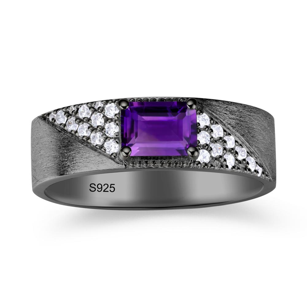 Emerald Cut Alexandrite Men's Wedding Band Ring - LUO Jewelry #gemstone_Amethyst