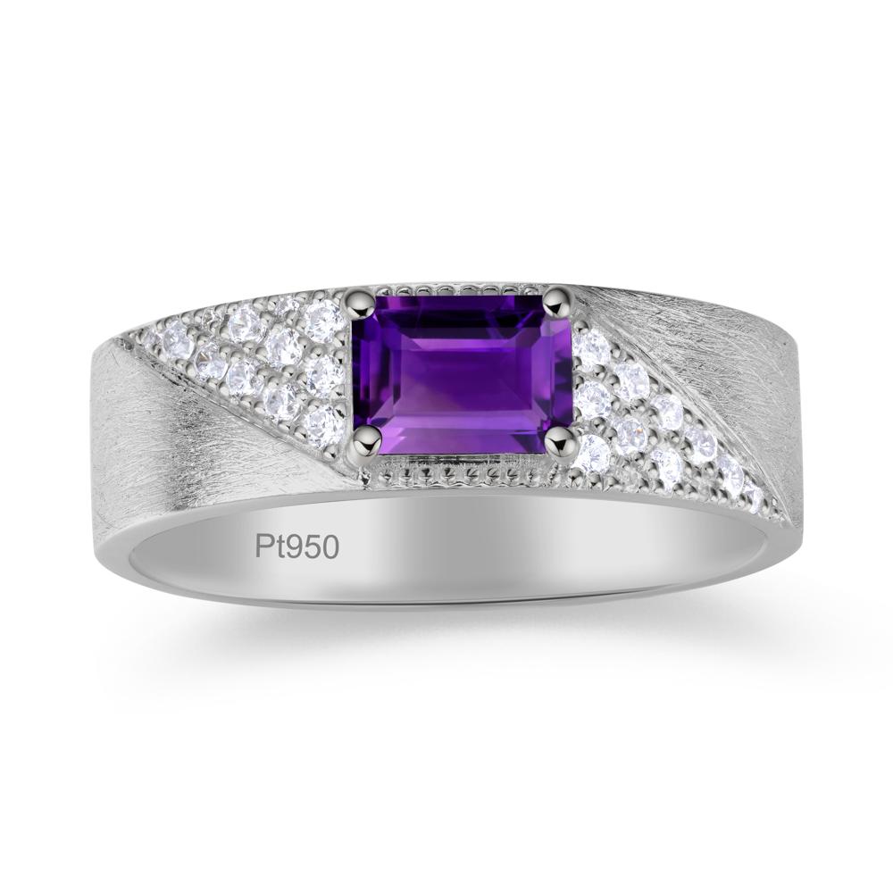 Emerald Cut Garnet Men's Wedding Band Ring - LUO Jewelry #gemstone_Amethyst