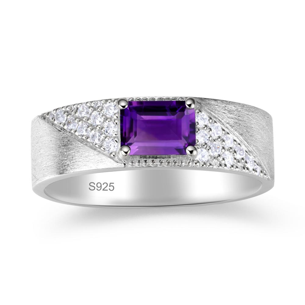 Emerald Cut Alexandrite Men's Wedding Band Ring - LUO Jewelry #gemstone_Amethyst