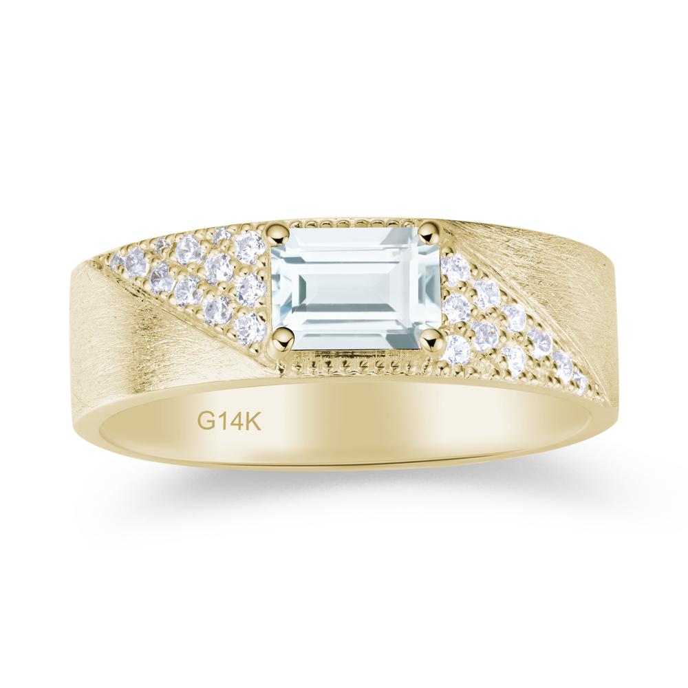 Emerald Cut Alexandrite Men's Wedding Band Ring - LUO Jewelry #gemstone_Aquamarine