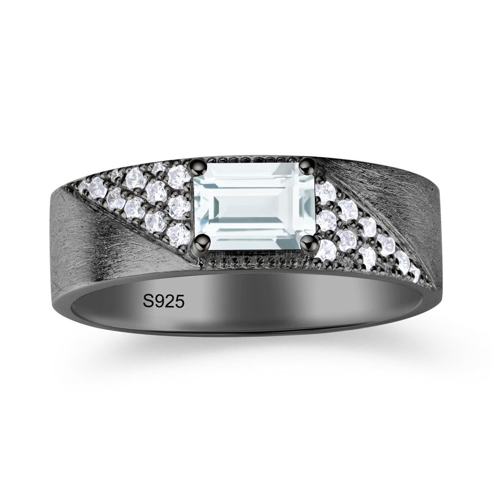 Emerald Cut Alexandrite Men's Wedding Band Ring - LUO Jewelry #gemstone_Aquamarine