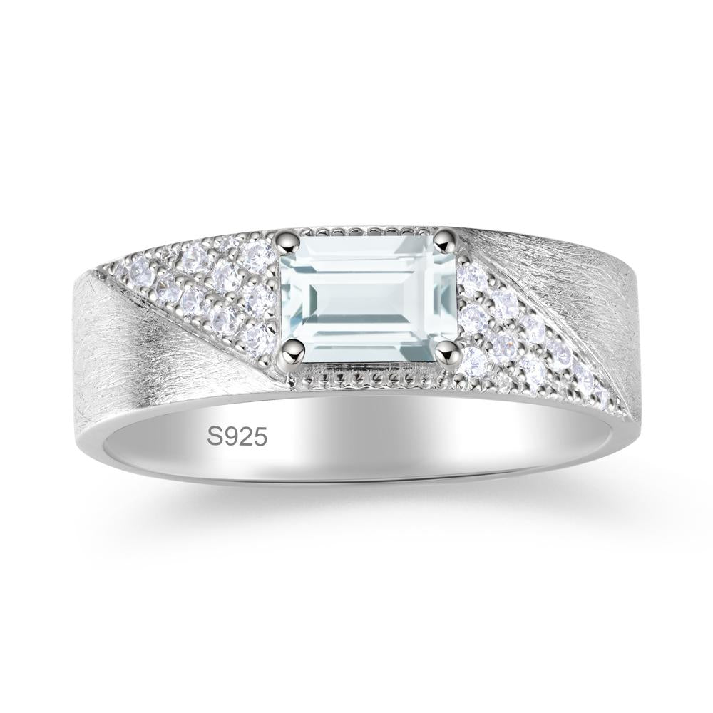 Emerald Cut Alexandrite Men's Wedding Band Ring - LUO Jewelry #gemstone_Aquamarine