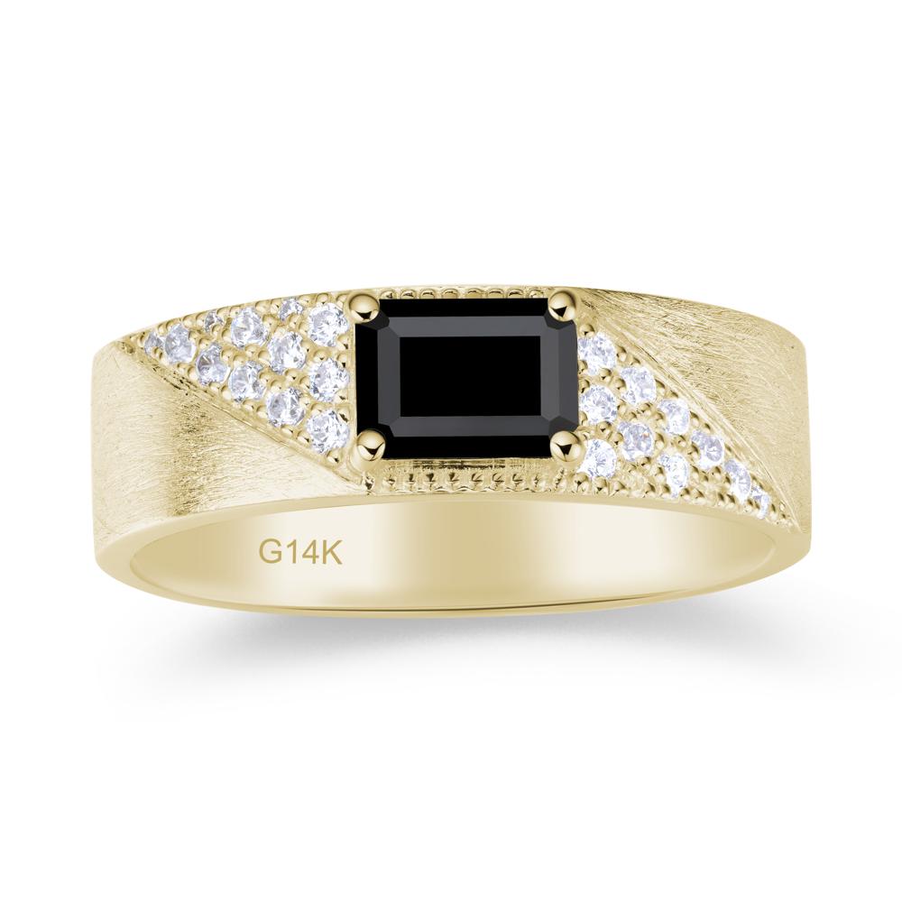 Emerald Cut Garnet Men's Wedding Band Ring - LUO Jewelry #gemstone_Black Spinel
