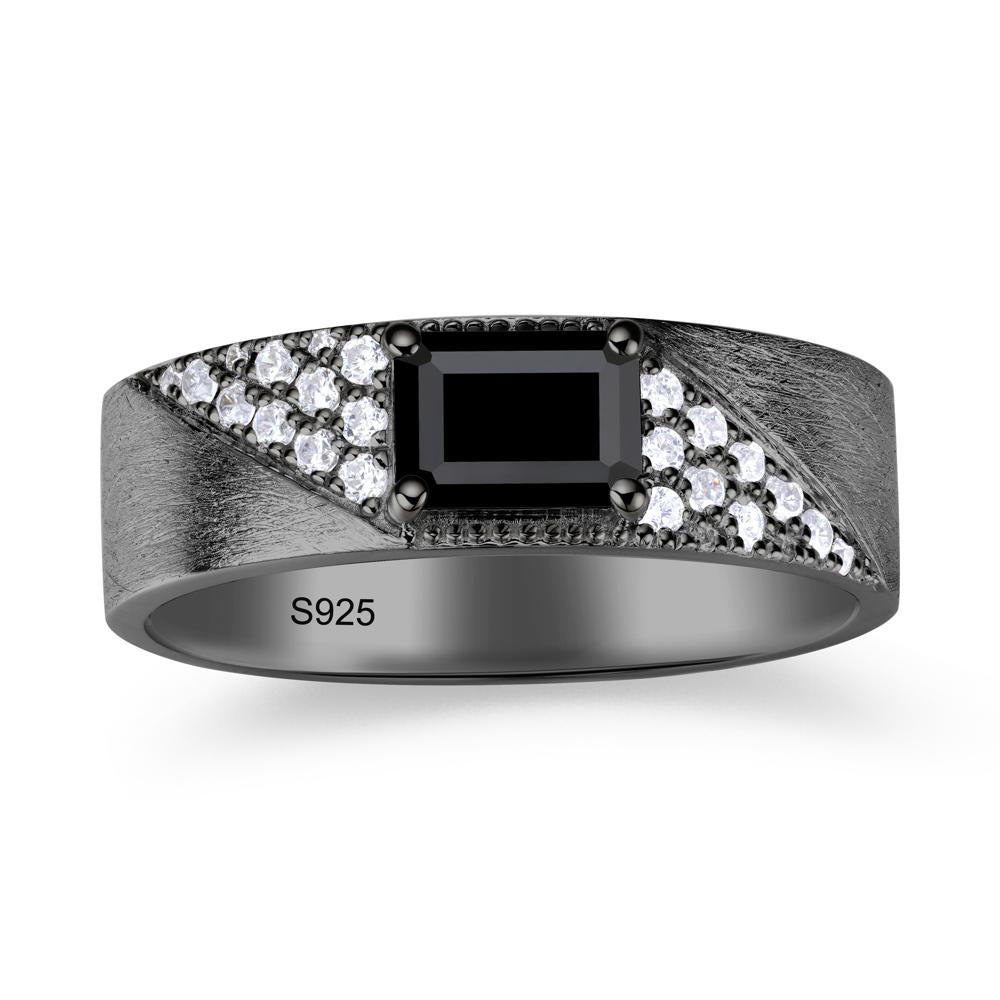 Emerald Cut Alexandrite Men's Wedding Band Ring - LUO Jewelry #gemstone_Black Spinel