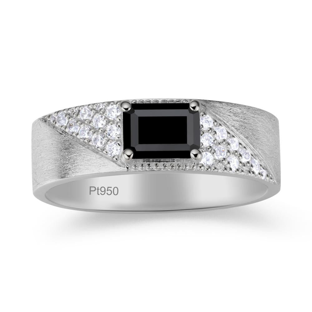 Emerald Cut Garnet Men's Wedding Band Ring - LUO Jewelry #gemstone_Black Spinel