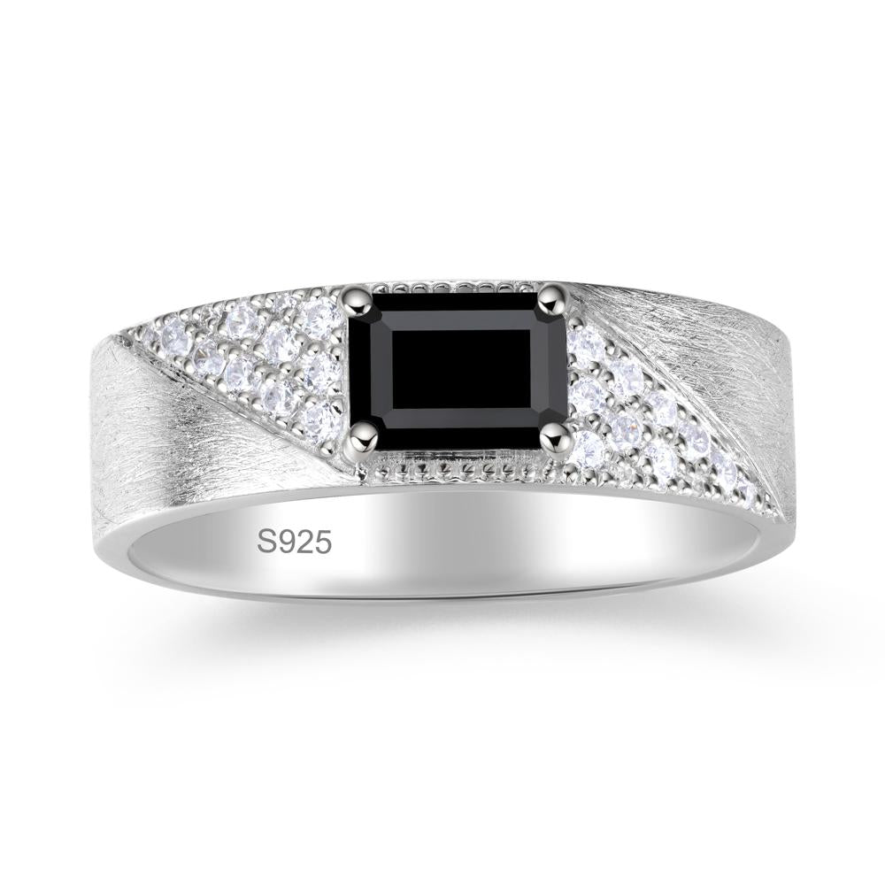 Emerald Cut Alexandrite Men's Wedding Band Ring - LUO Jewelry #gemstone_Black Spinel