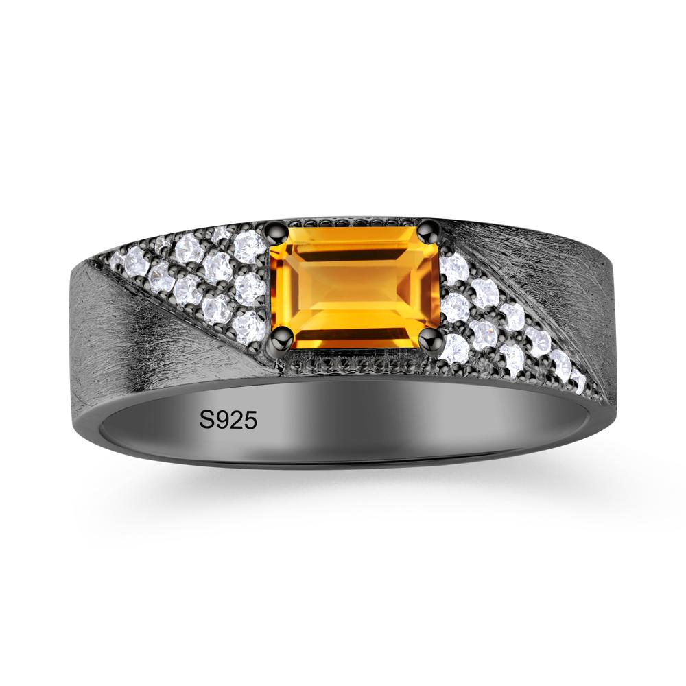 Emerald Cut Alexandrite Men's Wedding Band Ring - LUO Jewelry #gemstone_Citrine