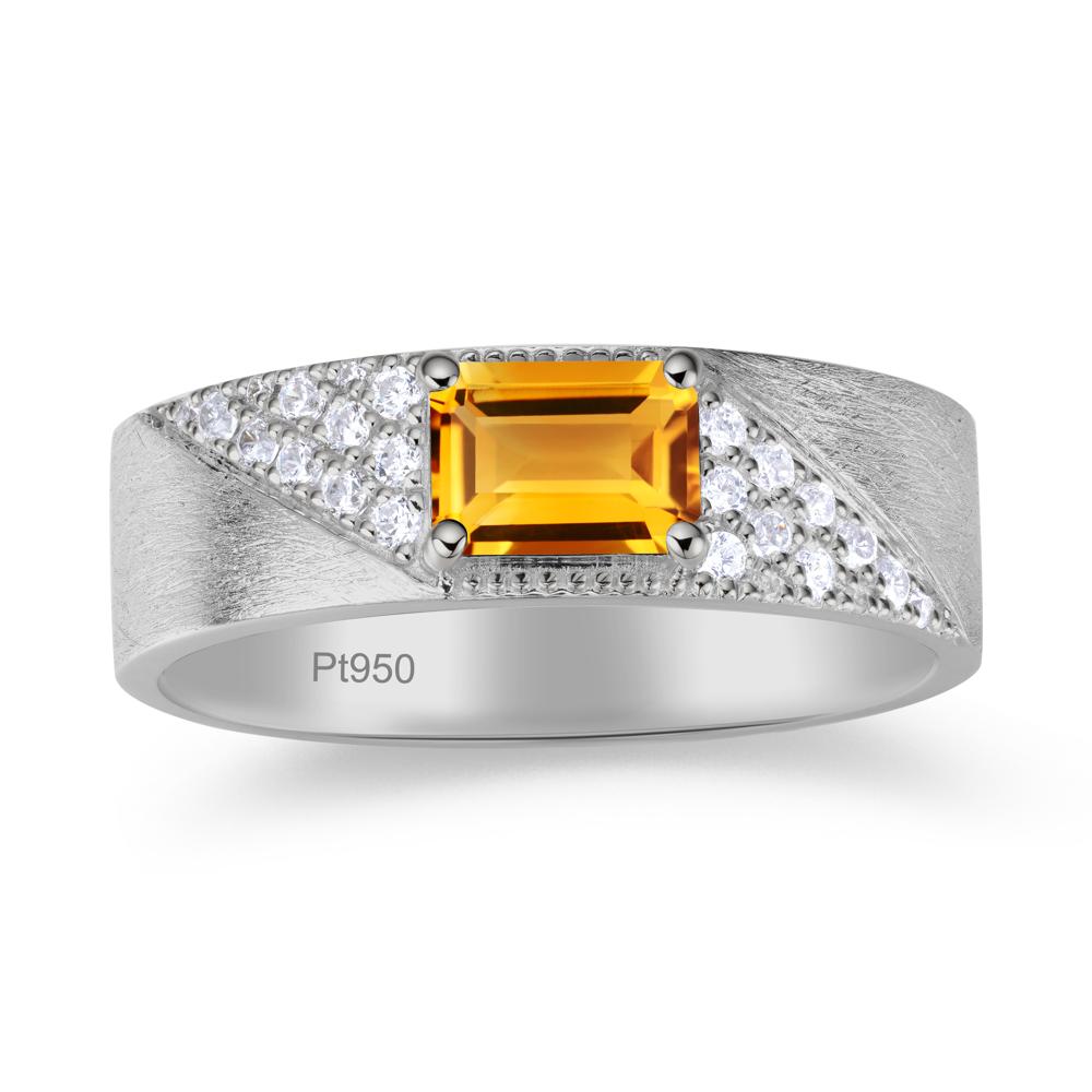Emerald Cut Garnet Men's Wedding Band Ring - LUO Jewelry #gemstone_Citrine