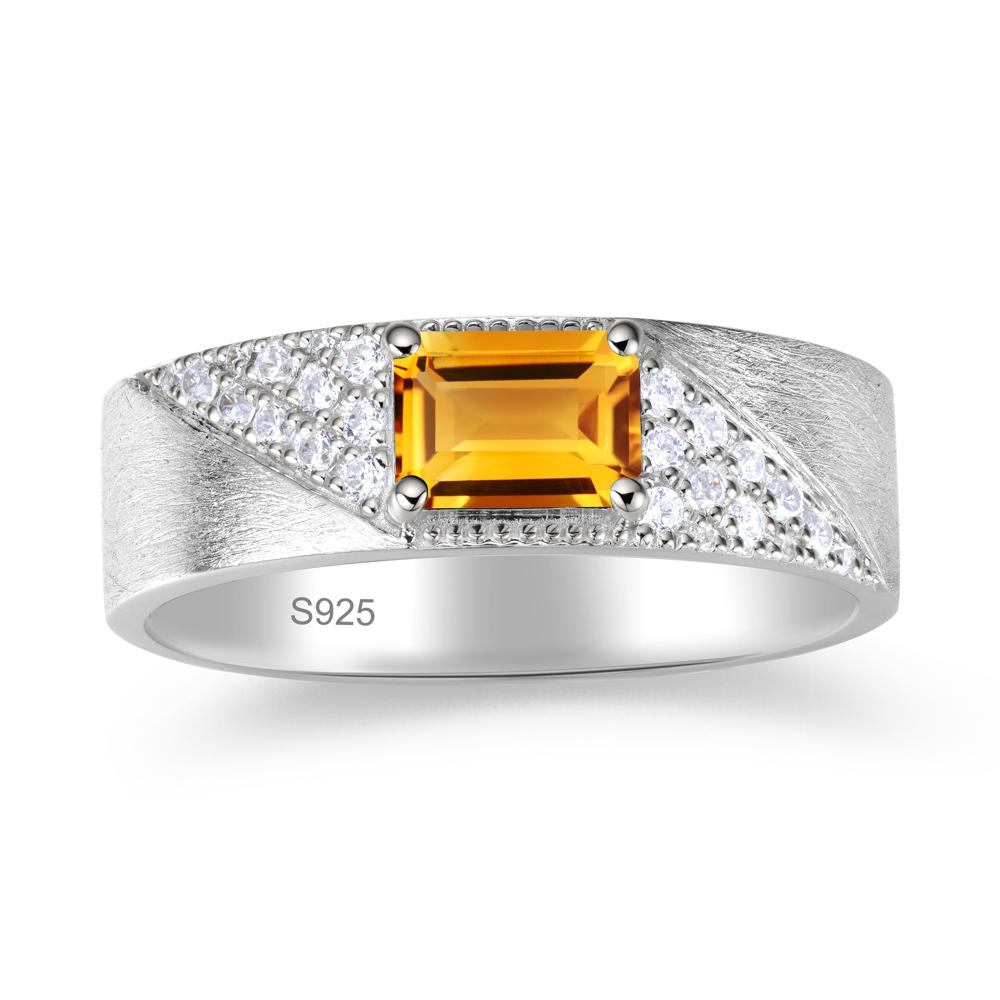 Emerald Cut Alexandrite Men's Wedding Band Ring - LUO Jewelry #gemstone_Citrine
