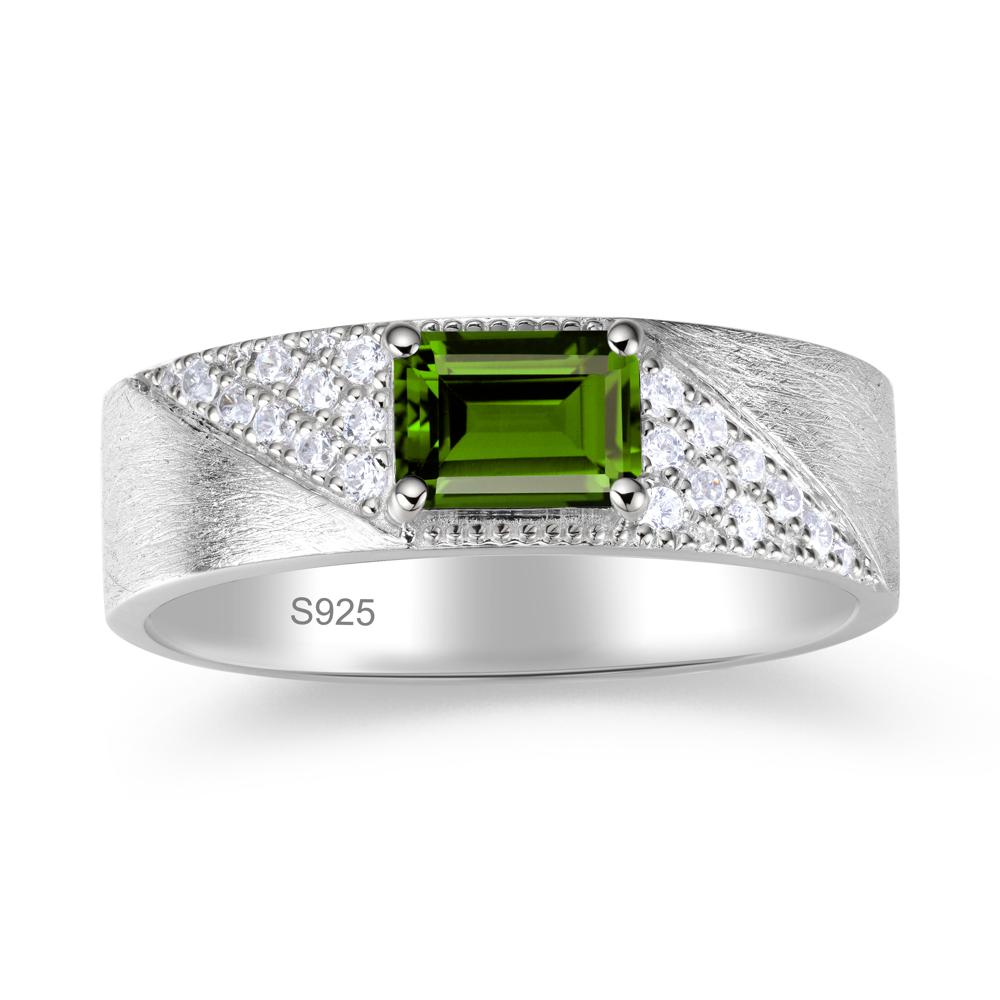 Emerald Cut Alexandrite Men's Wedding Band Ring - LUO Jewelry #gemstone_Diopside