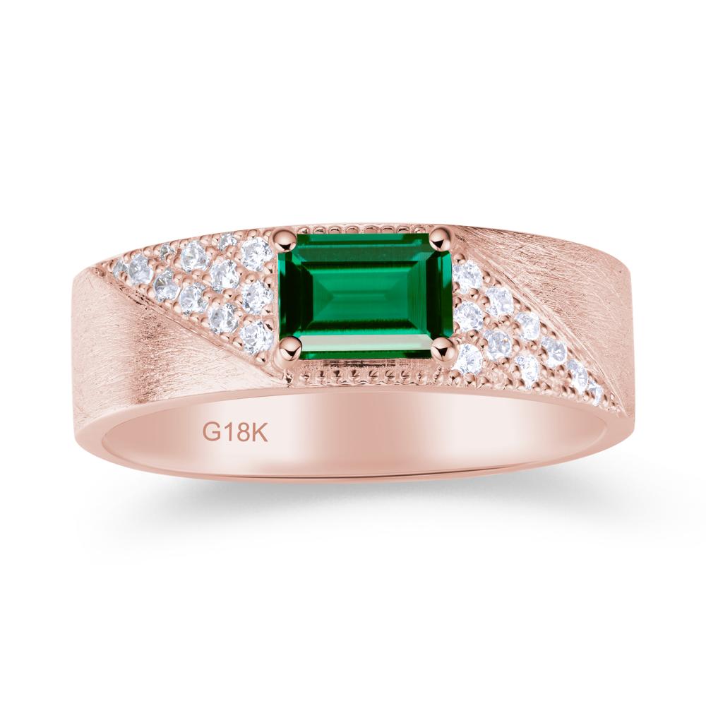 Emerald Cut Garnet Men's Wedding Band Ring - LUO Jewelry #gemstone_Emerald
