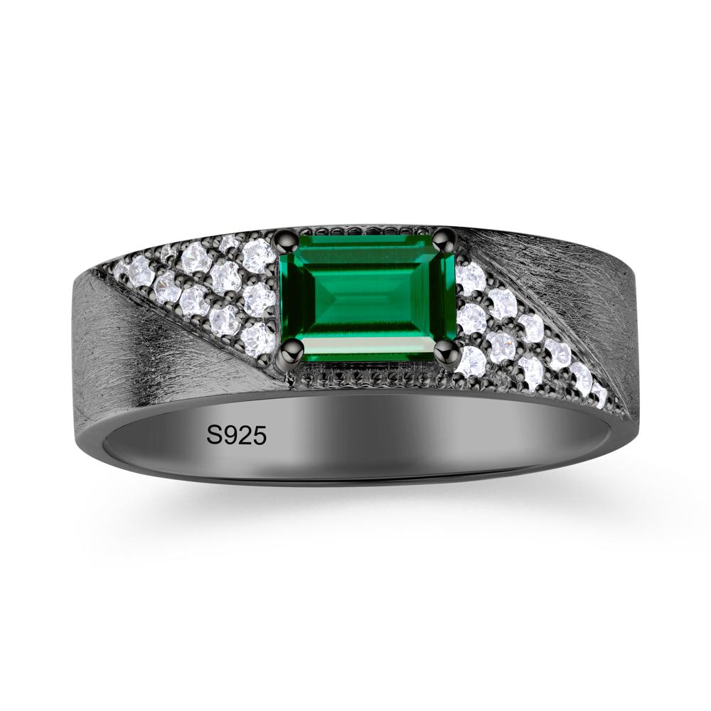 Emerald Cut Alexandrite Men's Wedding Band Ring - LUO Jewelry #gemstone_Emerald