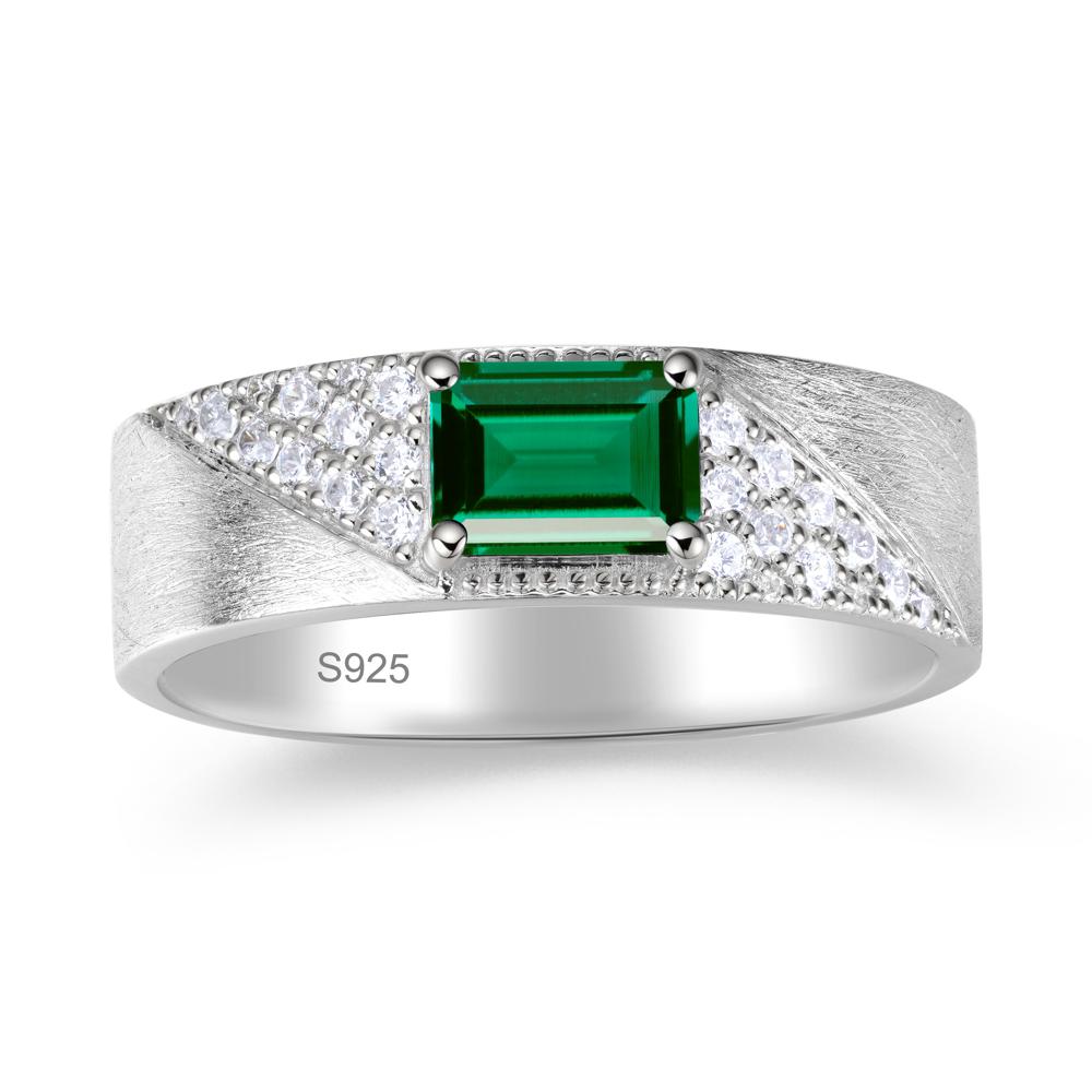 Emerald Cut Garnet Men's Wedding Band Ring - LUO Jewelry #gemstone_Emerald