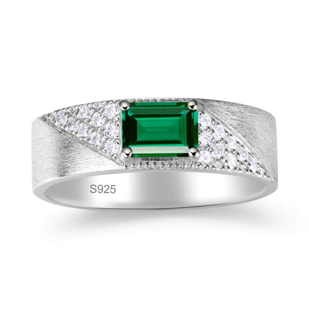 Emerald Cut Alexandrite Men's Wedding Band Ring - LUO Jewelry #gemstone_Emerald
