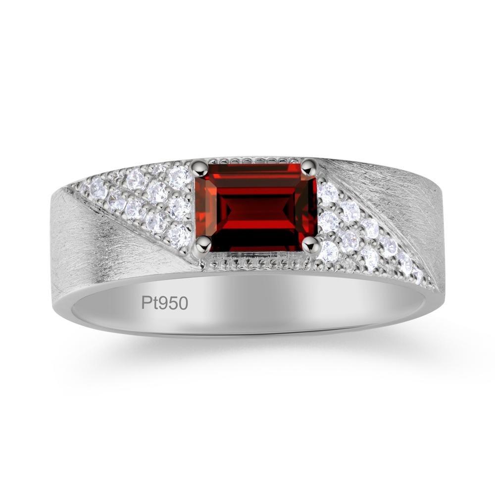 Emerald Cut Garnet Men's Wedding Band Ring - LUO Jewelry #gemstone_Garnet