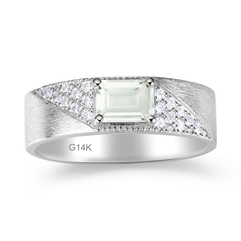 Emerald Cut Garnet Men's Wedding Band Ring - LUO Jewelry #gemstone_Green Amethyst