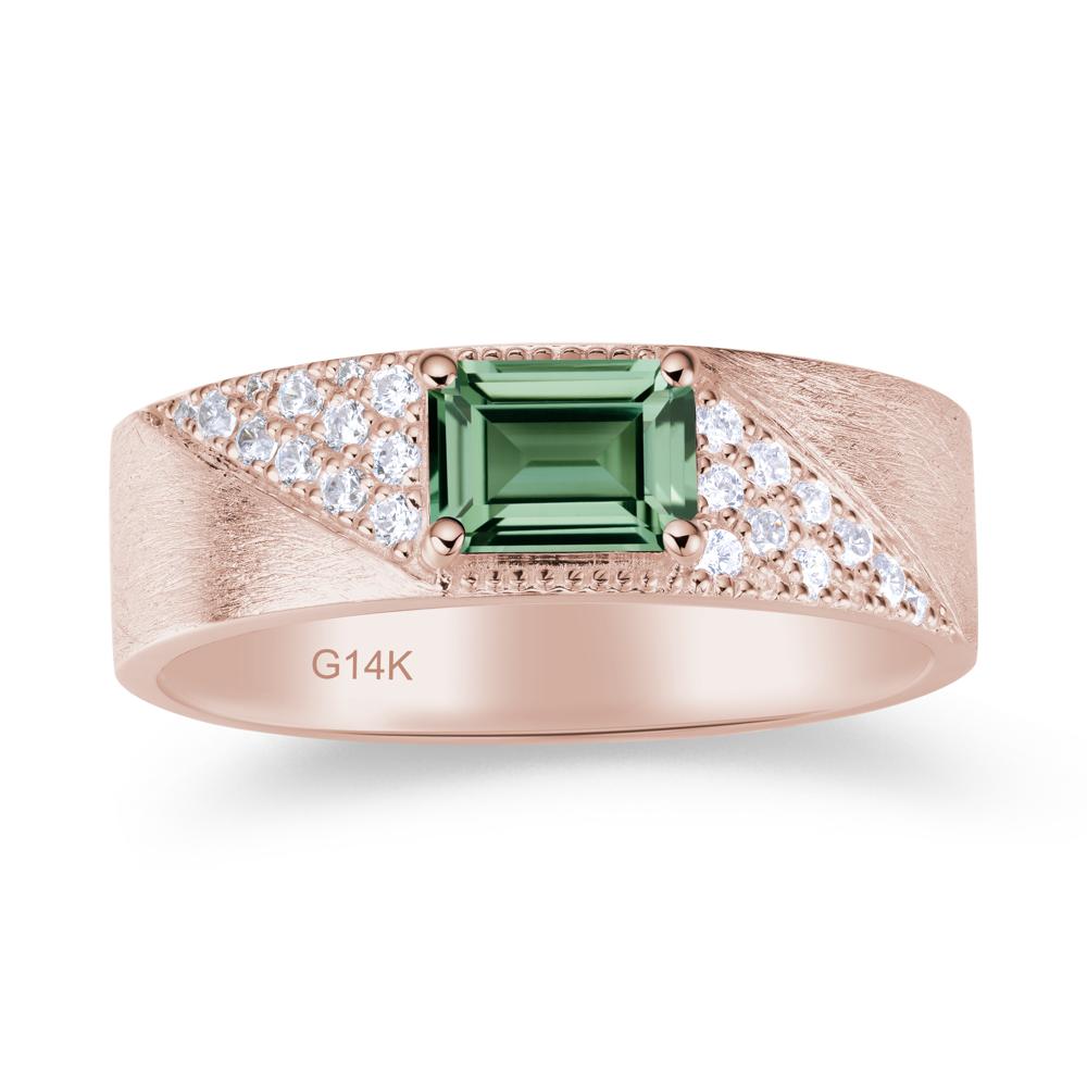 Emerald Cut Alexandrite Men's Wedding Band Ring - LUO Jewelry #gemstone_Green Sapphire