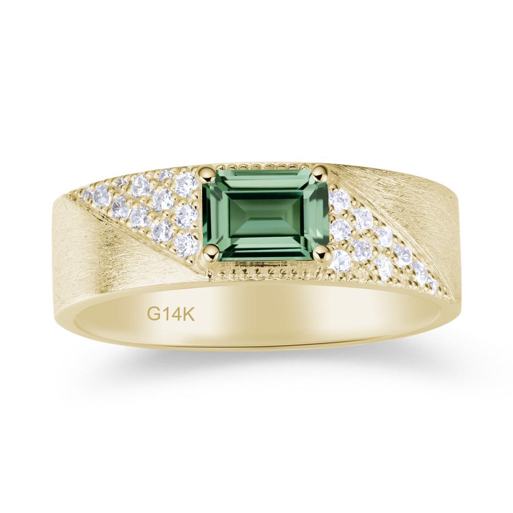 Emerald Cut Garnet Men's Wedding Band Ring - LUO Jewelry #gemstone_Green Sapphire
