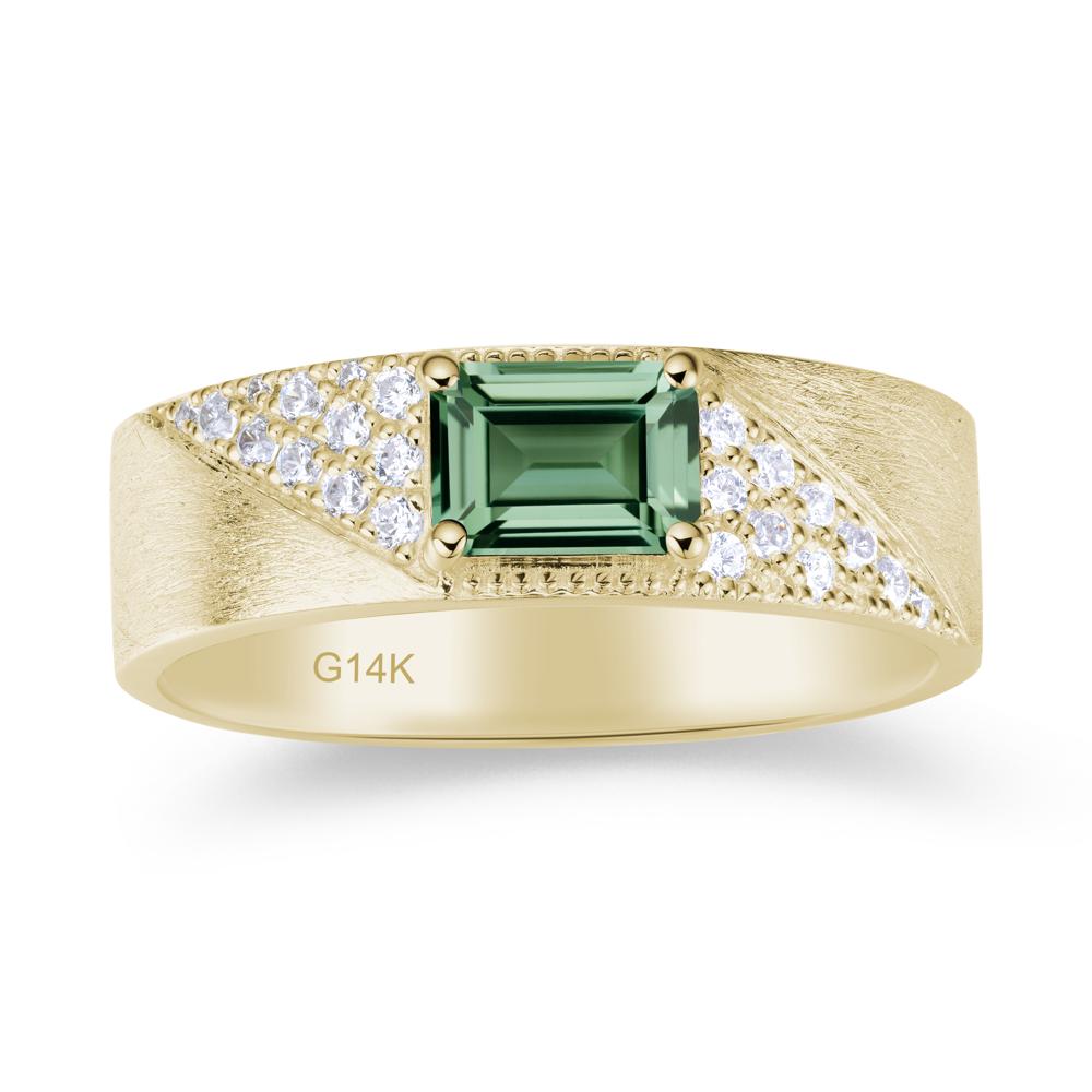 Emerald Cut Alexandrite Men's Wedding Band Ring - LUO Jewelry #gemstone_Green Sapphire