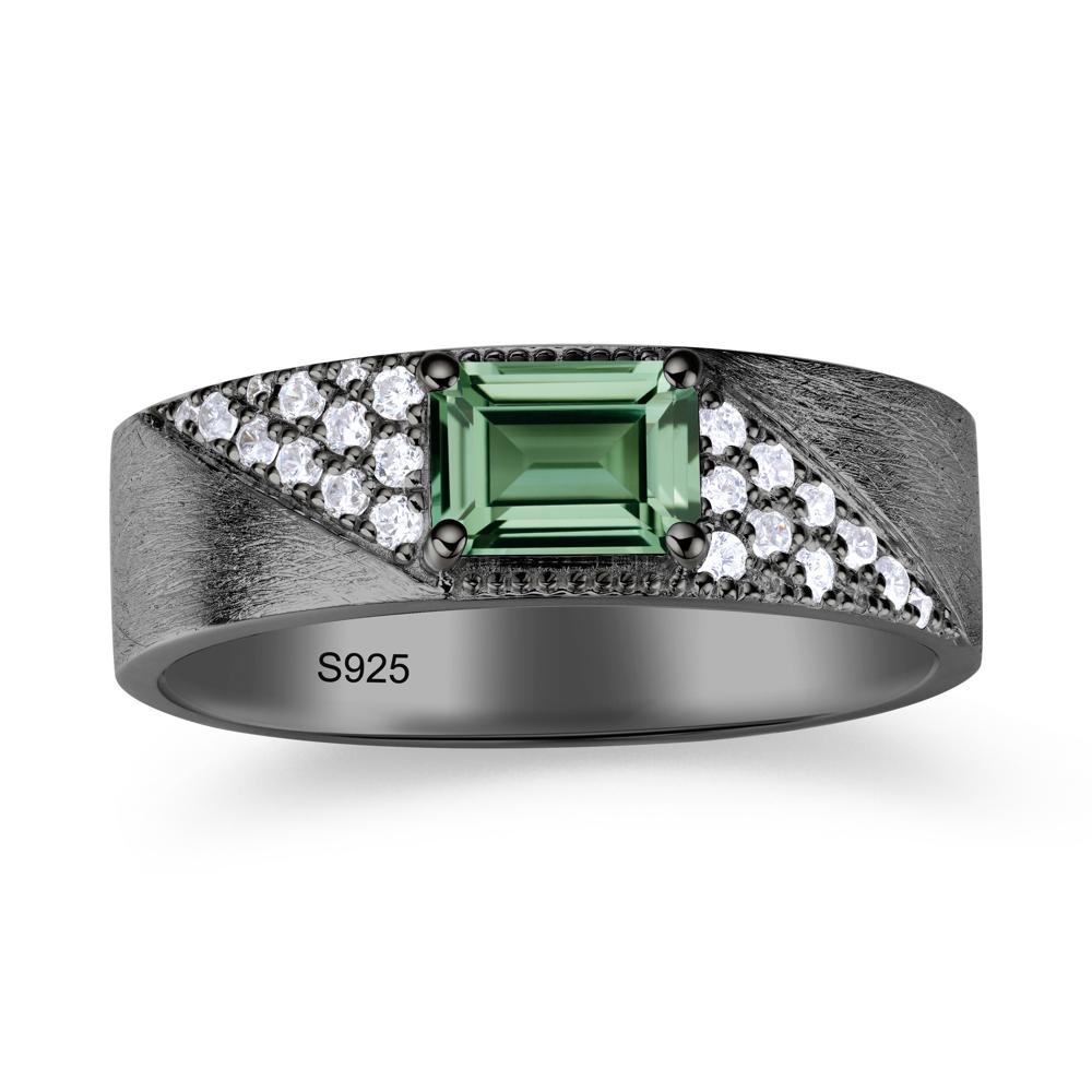 Emerald Cut Alexandrite Men's Wedding Band Ring - LUO Jewelry #gemstone_Green Sapphire