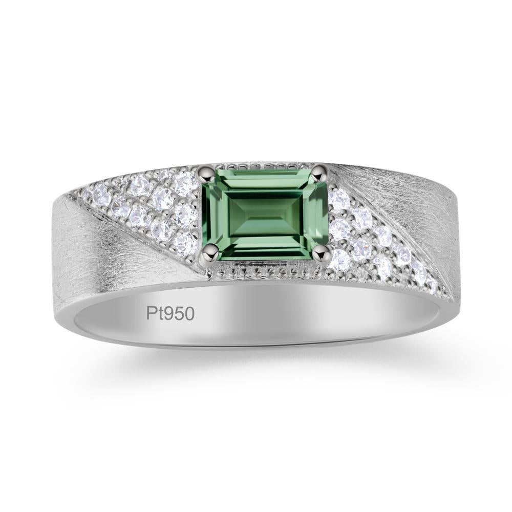 Emerald Cut Garnet Men's Wedding Band Ring - LUO Jewelry #gemstone_Green Sapphire