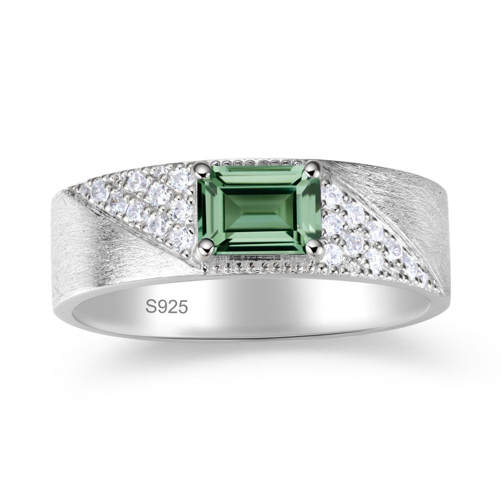 Emerald Cut Garnet Men's Wedding Band Ring - LUO Jewelry #gemstone_Green Sapphire