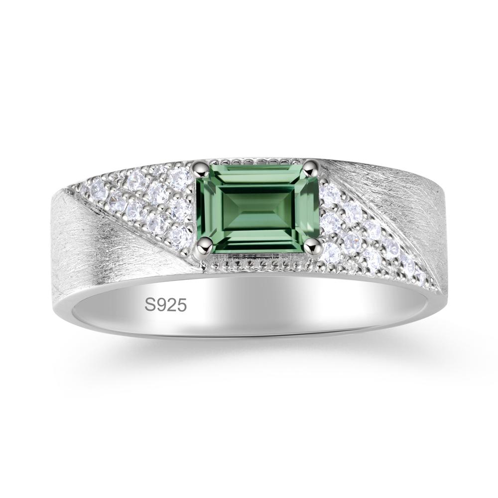 Emerald Cut Alexandrite Men's Wedding Band Ring - LUO Jewelry #gemstone_Green Sapphire