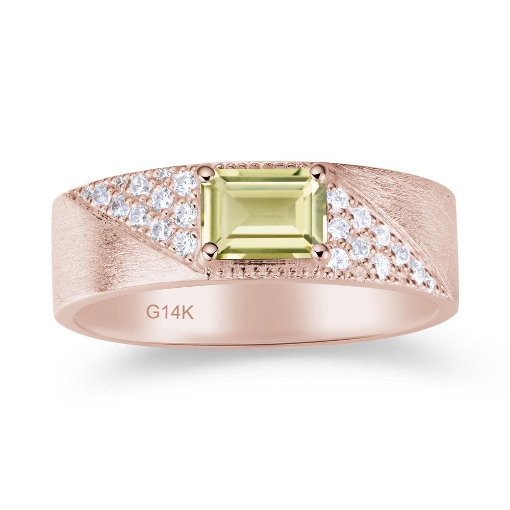 Emerald Cut Garnet Men's Wedding Band Ring - LUO Jewelry #gemstone_Lemon Quartz