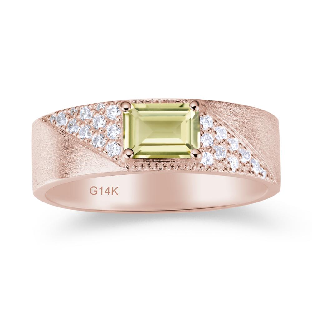 Emerald Cut Alexandrite Men's Wedding Band Ring - LUO Jewelry #gemstone_Lemon Quartz