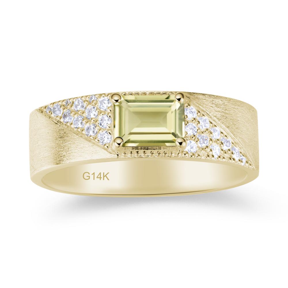 Emerald Cut Alexandrite Men's Wedding Band Ring - LUO Jewelry #gemstone_Lemon Quartz