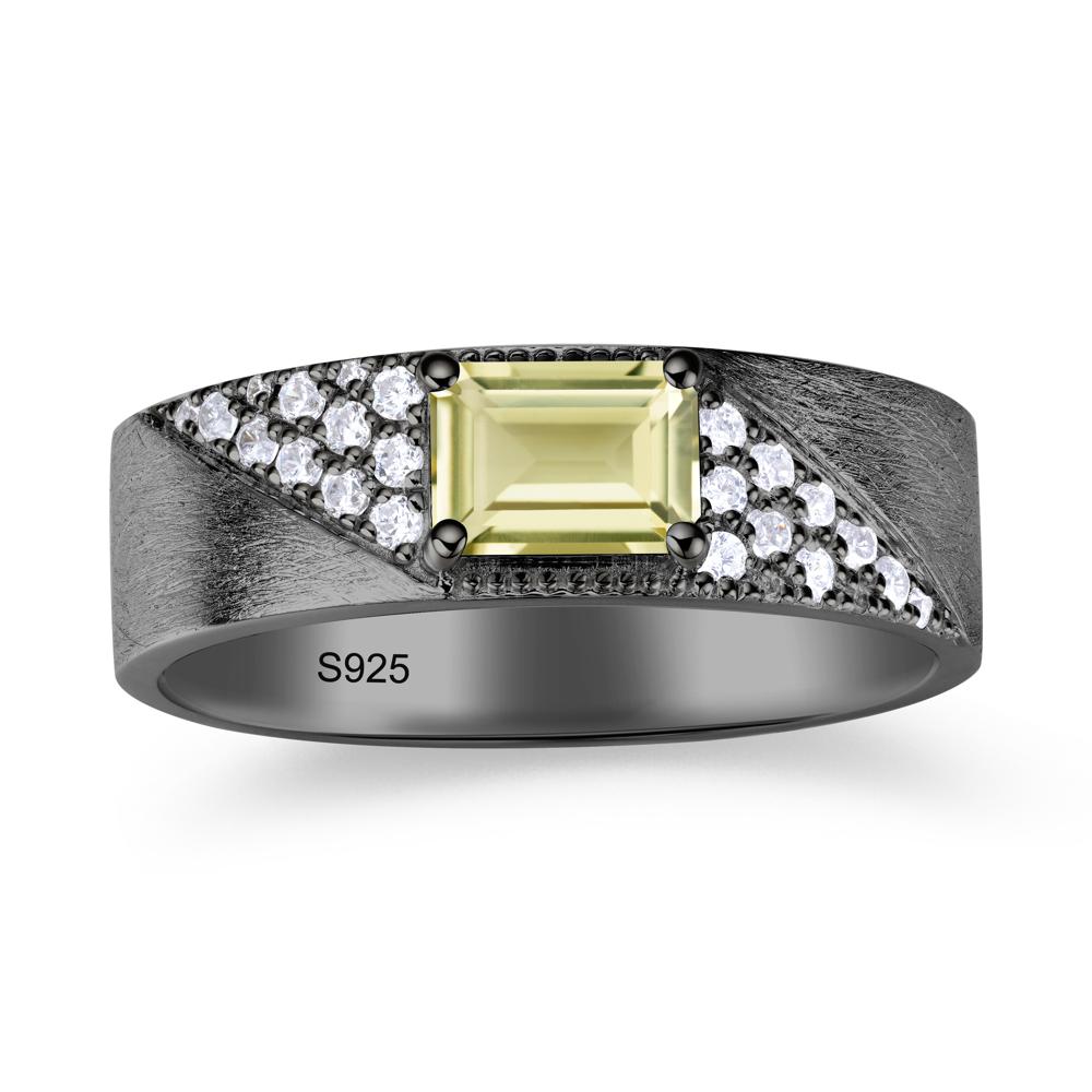 Emerald Cut Alexandrite Men's Wedding Band Ring - LUO Jewelry #gemstone_Lemon Quartz